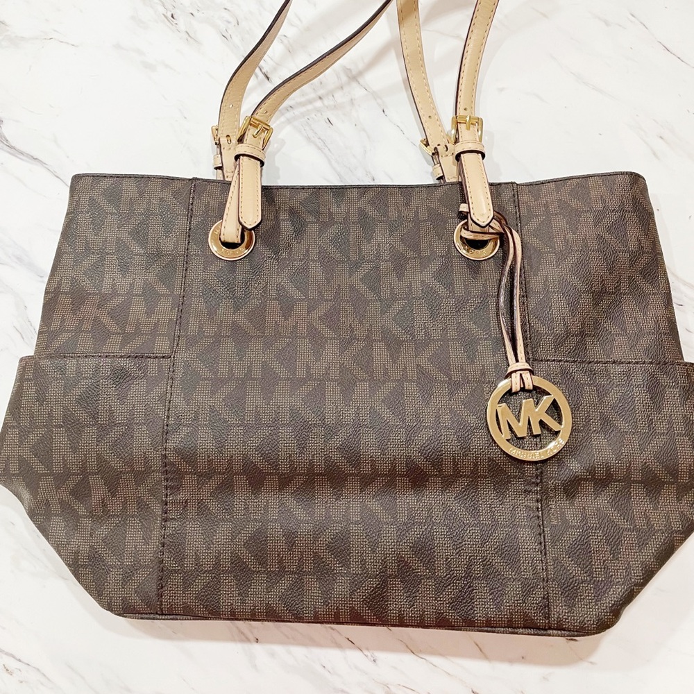 Brown and Tan Michael Kors Tote Purse